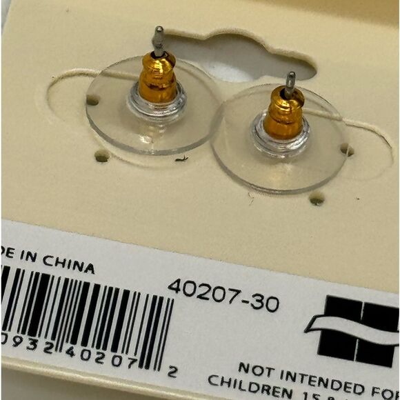 Ear Sense July Ruby Set in Gold Tone Stud Earrings - Picture 4 of 4